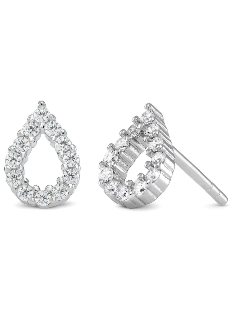 Beaverbrooks Sterling Silver Cubic Zirconia Pear Stud Earrings - Image 2 of 4