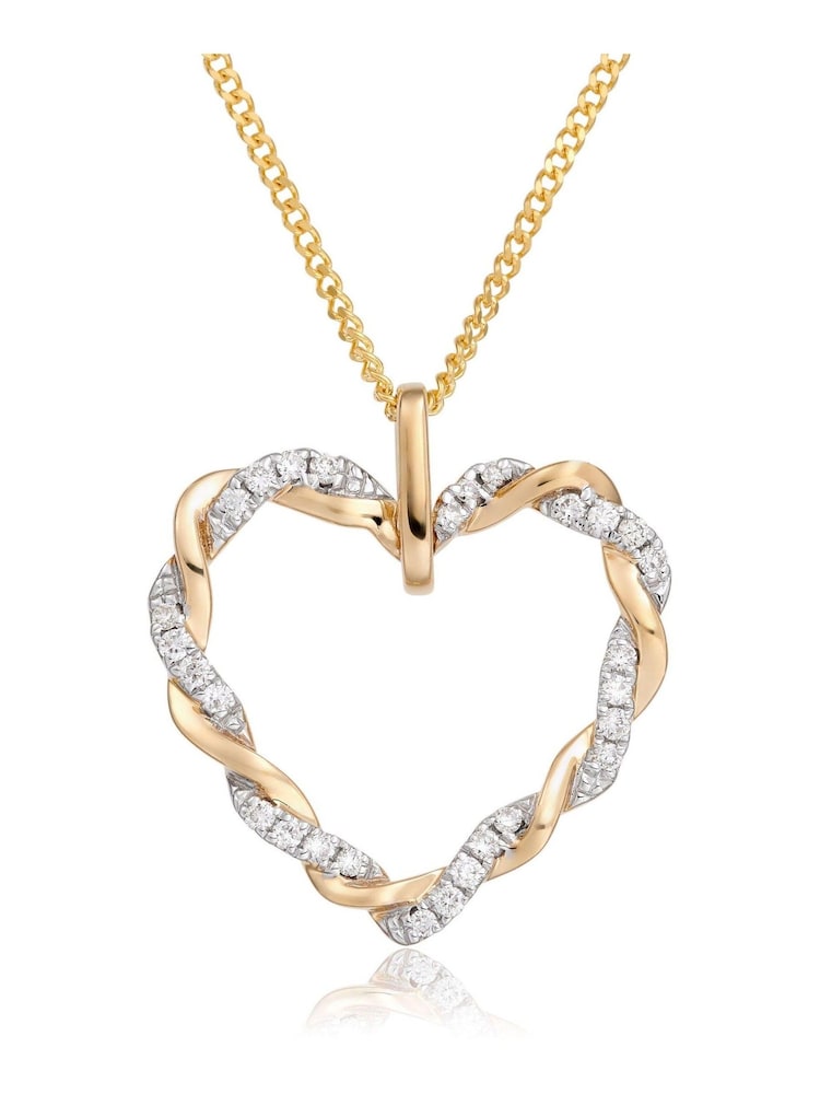 Beaverbrooks 9ct Yellow Gold Diamond Heart Pendant - Image 1 of 3