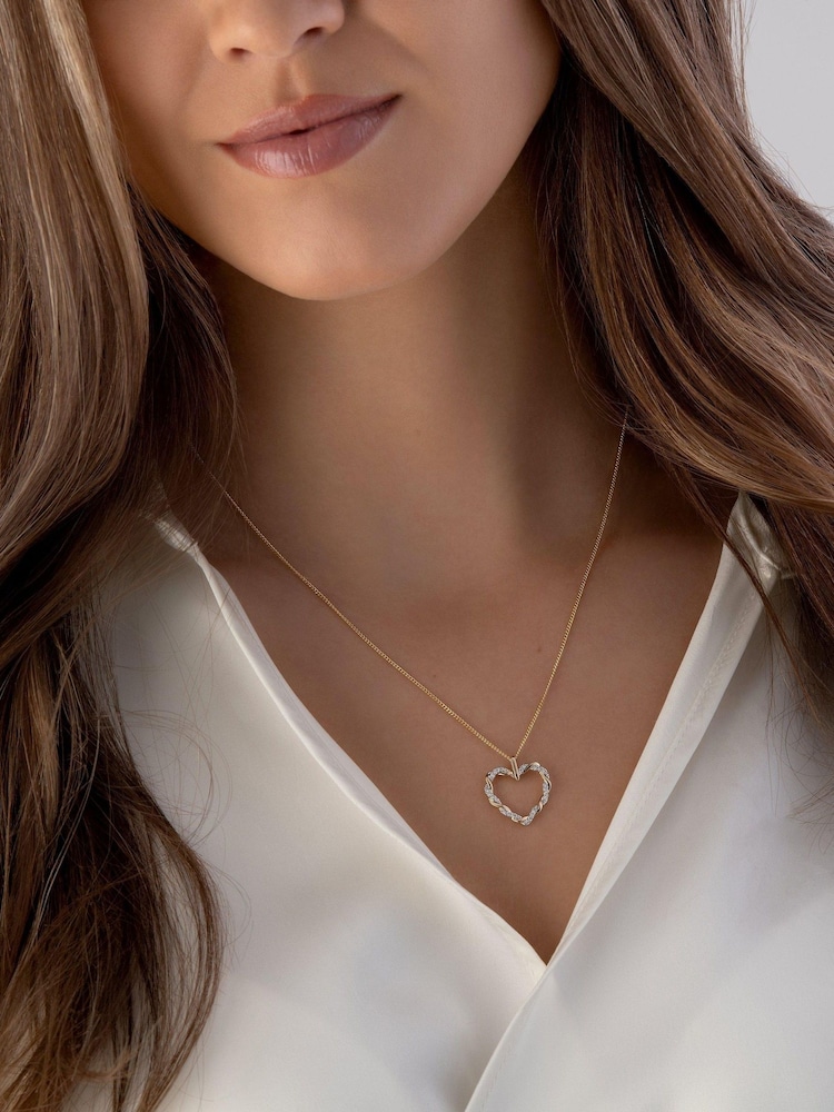 Beaverbrooks 9ct Yellow Gold Diamond Heart Pendant - Image 2 of 3