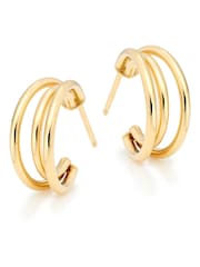 Beaverbrooks 9CT Yellow Gold Triple Hoop Earrings - Image 1 of 3