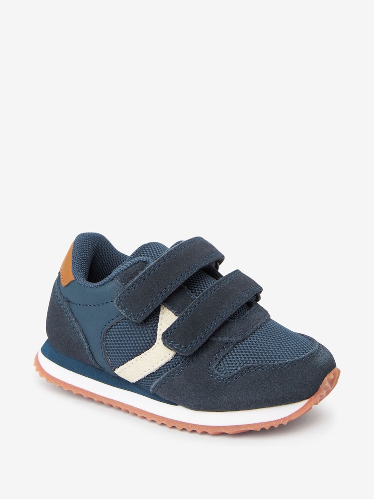 Navy Wide Fit (G) Double Strap Trainers - Image 2 of 5