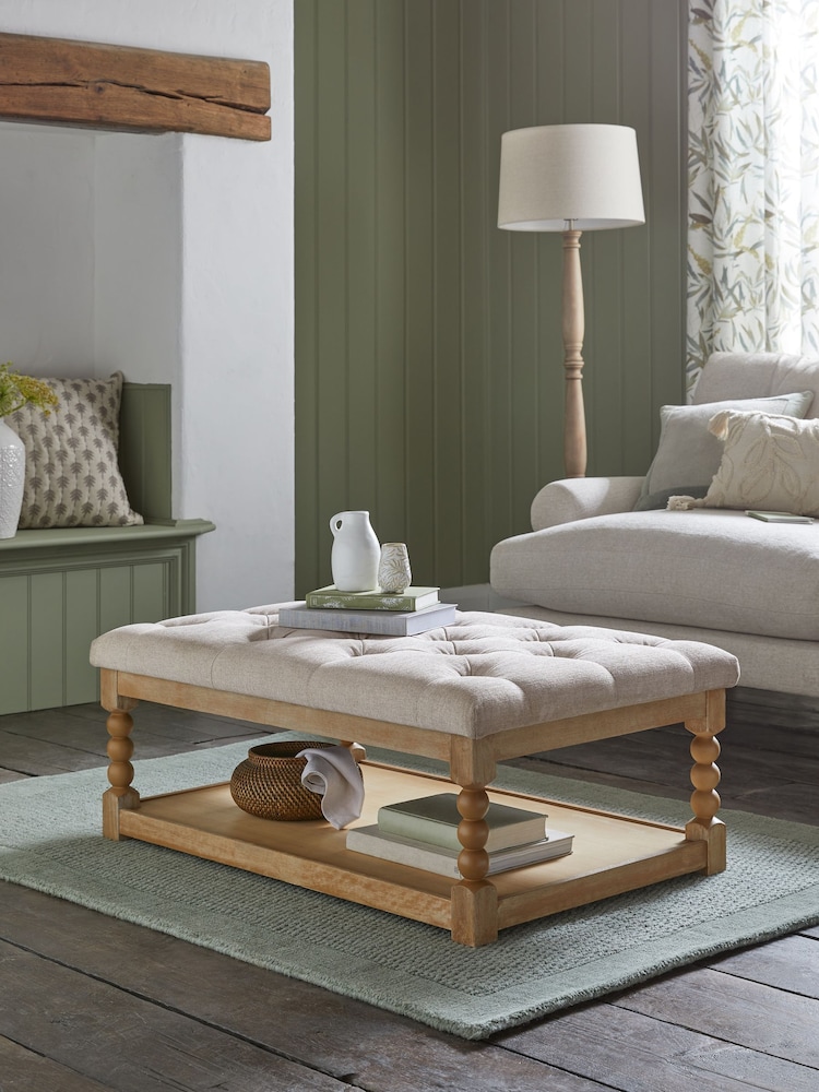 Tweedy Plain Light Natural Lancaster Coffee Table Large Footstool - Image 1 of 7