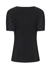 M&Co Black Broderie Wrap Top - Image 6 of 6