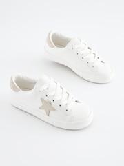 White Standard Fit (F) Star Lace-Up Trainers - Image 1 of 8