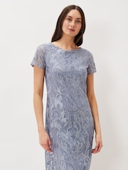 Phase Eight Blue Bea Embroidered Dress - Image 1 of 6