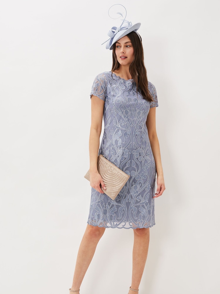 Phase Eight Blue Bea Embroidered Dress - Image 2 of 6