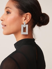 Black Long Sleeve High Neck Sheer Layer Midi Dress - Image 4 of 5