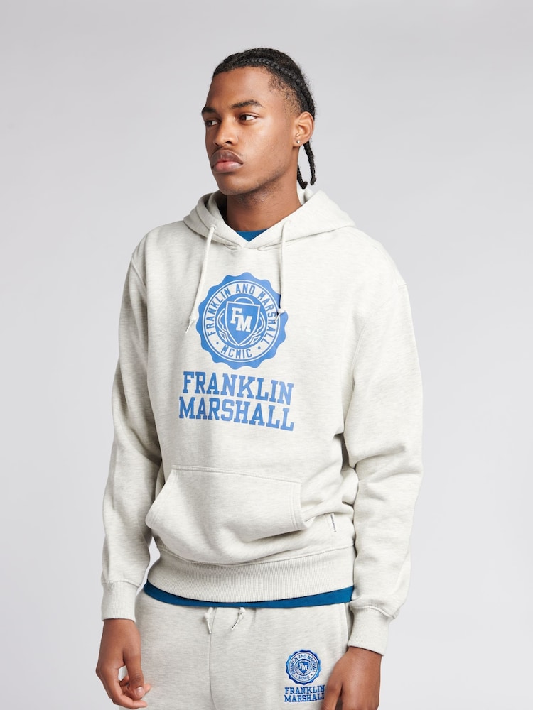 Franklin & Marshall Grey Mens 100% Cotton Crest BB OTH Hoodie - Image 1 of 4
