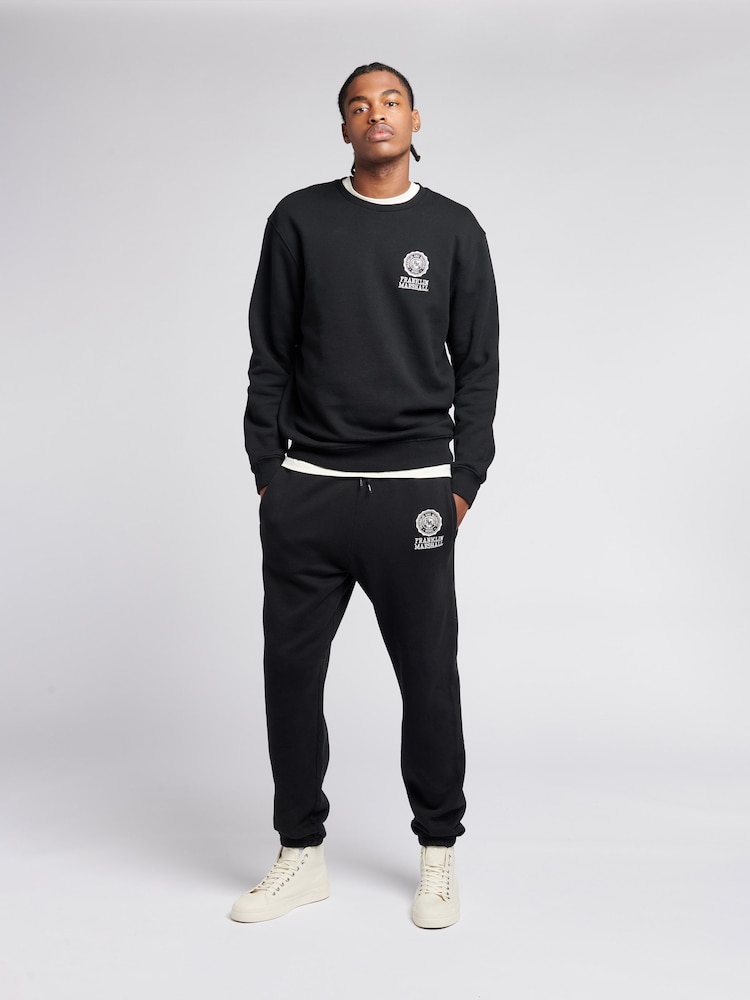 Franklin & Marshall Black Mens Crest BB Crew Neck 100% Cotton Sweatshirt - Image 3 of 5