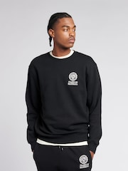 Franklin & Marshall Black Mens Crest BB Crew Neck 100% Cotton Sweatshirt - Image 4 of 5