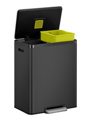 EKO Black Large Matt Steel Recycling 30+30 Litres Bin - Image 4 of 4