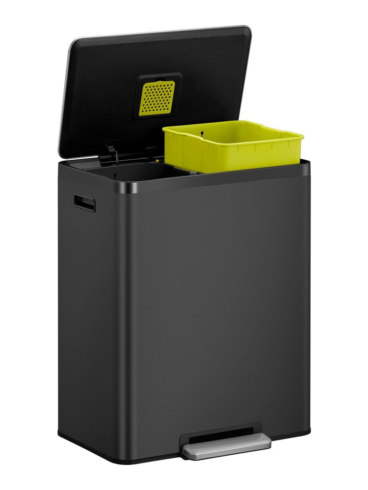 EKO Black Large Matt Steel Recycling 30+30 Litres Bin - Image 4 of 4