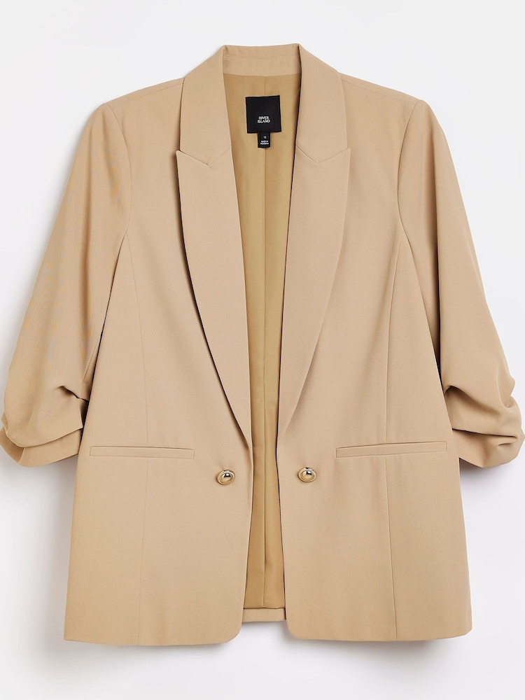 River Island Beige Pleated Sleeve Blazer - Image 4 of 4