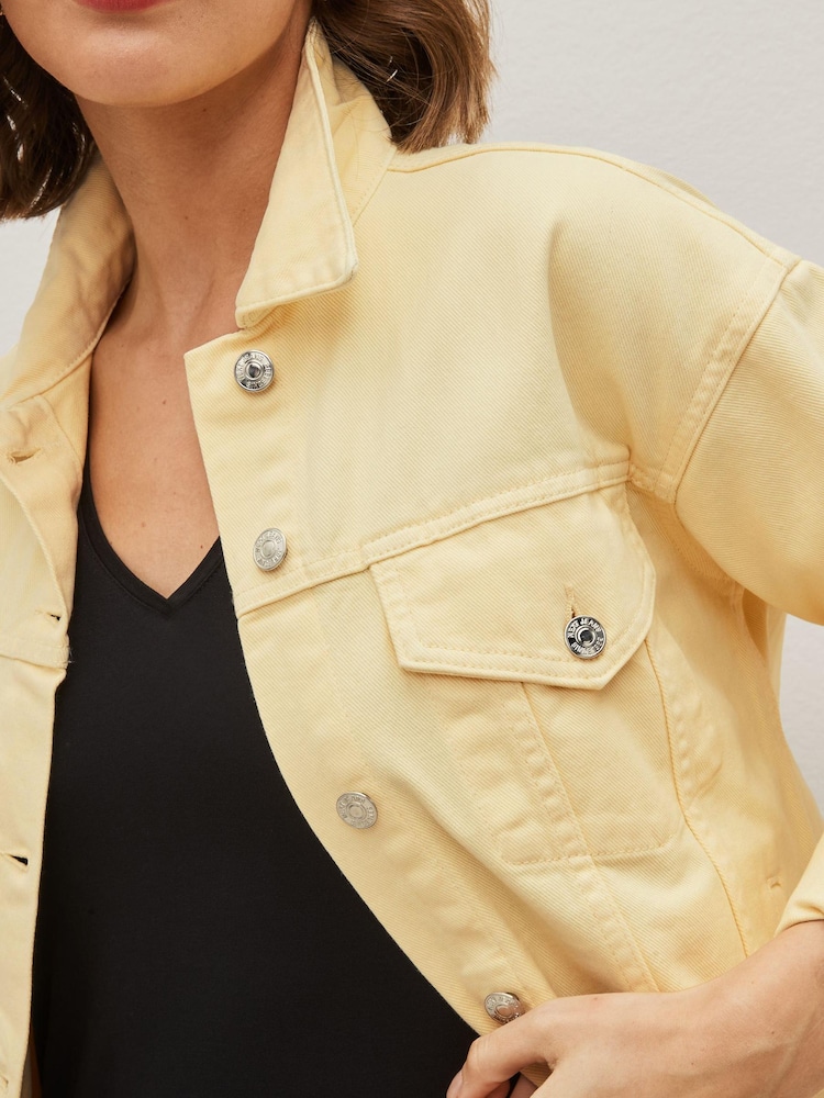 Lemon Yellow Oversized Girlfriend Denim Jacket - Image 5 of 6