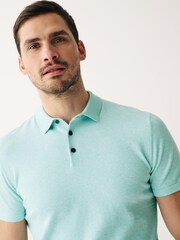 Mint Green Short Sleeved Knitted Polo Shirt - Image 4 of 6