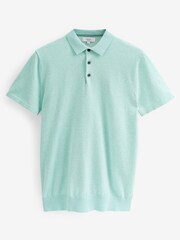 Mint Green Short Sleeved Knitted Polo Shirt - Image 5 of 6