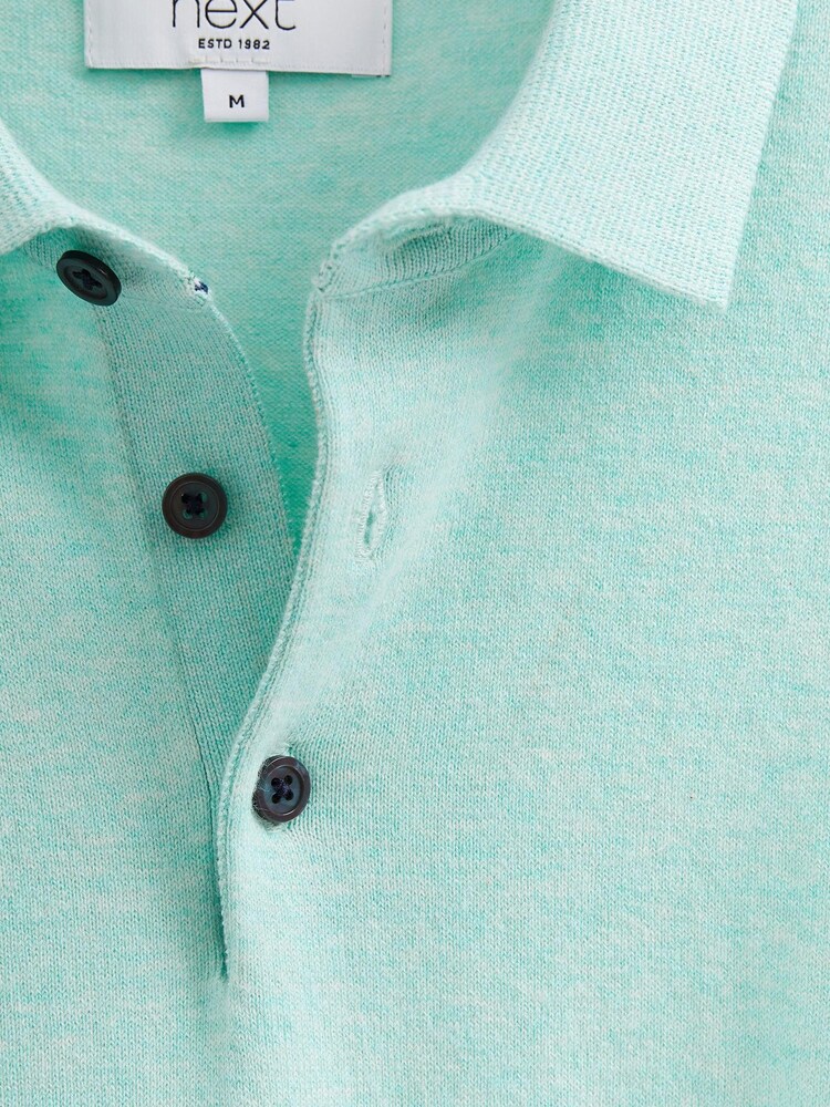 Mint Green Short Sleeved Knitted Polo Shirt - Image 6 of 6