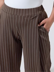 Yours Curve Brown Limited Pinstripe Barrel Leg Trousers - Image 4 of 5