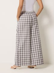 PixieGirl Petite Grey Gingham Wide Leg Trousers - Image 3 of 5