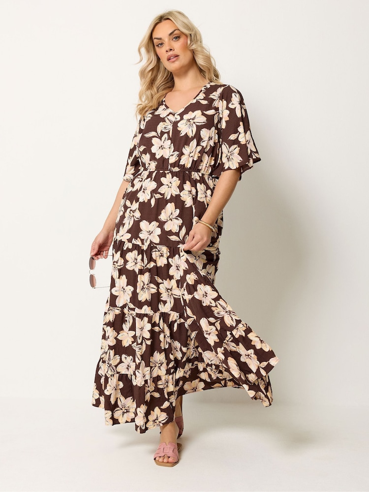 Yours Curve Floral Tiered Maxi Dress - Imagem 2 de 5
