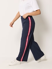 M&Co Blue Petite Stripe Wide Leg Trousers - Image 1 of 5