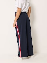 M&Co Blue Petite Stripe Wide Leg Trousers - Image 3 of 5