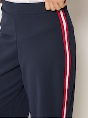 M&Co Blue Petite Stripe Wide Leg Trousers - Image 4 of 5