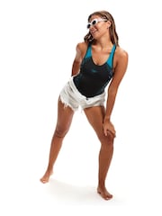 Speedo Black Placement Laneback Swimsuit - Image 4 of 8
