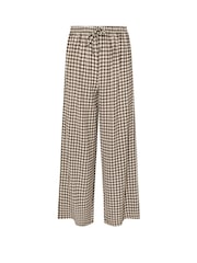 PixieGirl Petite Brown Gingham Tie Waist Wide Leg Trousers - Image 5 of 5