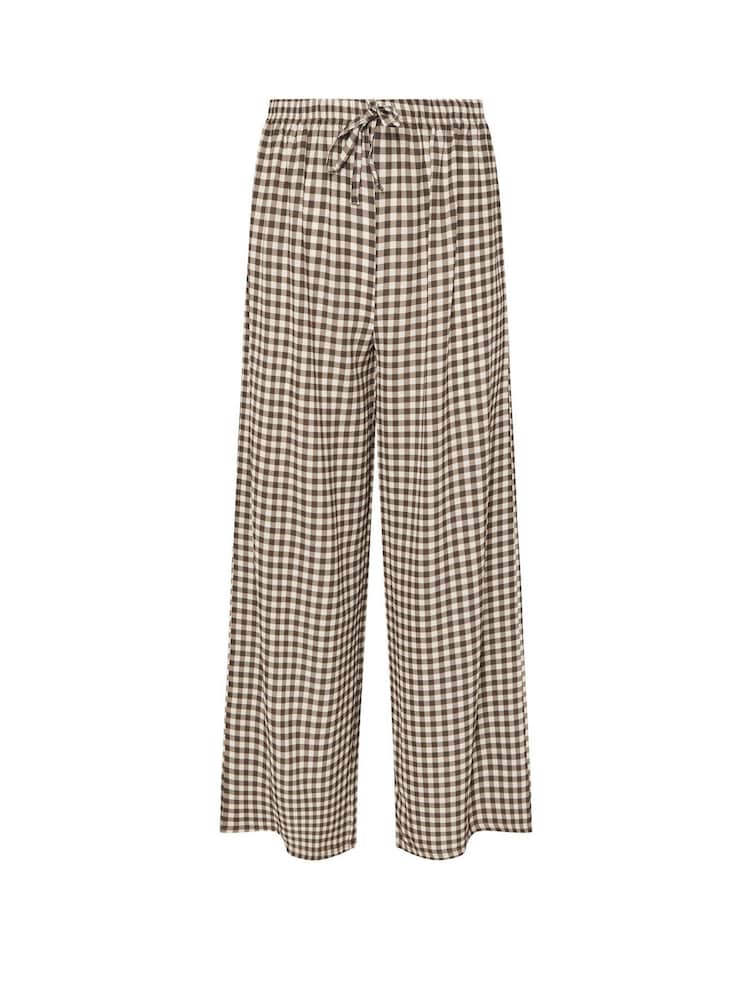 PixieGirl Petite Brown Gingham Tie Waist Wide Leg Trousers - Image 5 of 5 PixieGirl Petite Brown Gingham Tie Waist Wide Leg Trousers - Image 5 of 5