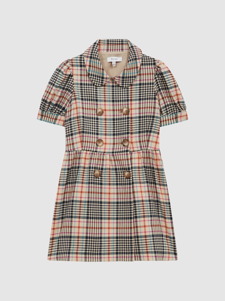 Buy Reiss Beige Check Nisha Junior Puff Sleeve Check Dress from Next USA