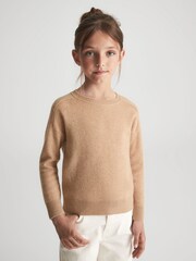 Reiss Camel Audrey Junior Crew Neck Knitted Jumper - Image 1 of 6