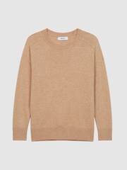 Reiss Camel Audrey Junior Crew Neck Knitted Jumper - Image 2 of 6