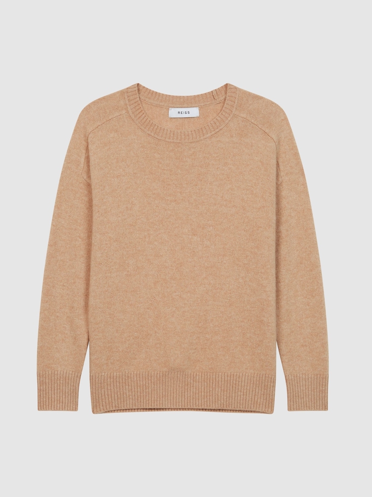 Reiss Camel Audrey Junior Crew Neck Knitted Jumper - Image 2 of 6