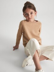 Reiss Camel Audrey Junior Crew Neck Knitted Jumper - Image 4 of 6