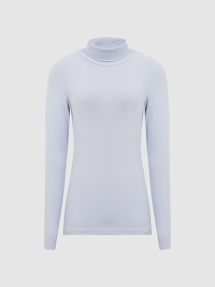 Reiss Light Blue Phoebe Second Skin Roll Neck Top - Image 2 of 6