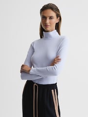 Reiss Light Blue Phoebe Second Skin Roll Neck Top - Image 3 of 6