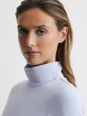 Reiss Light Blue Phoebe Second Skin Roll Neck Top - Image 4 of 6