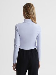 Reiss Light Blue Phoebe Second Skin Roll Neck Top - Image 5 of 6