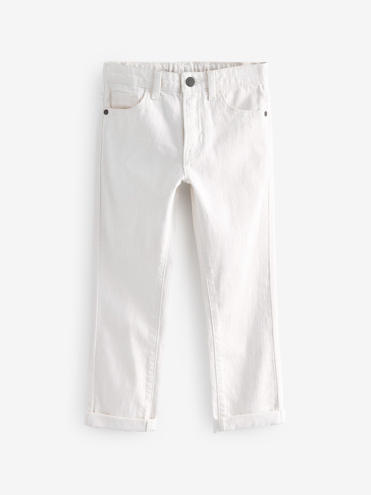 Natural Ecru Regular Fit Cotton Rich Stretch Jeans (3-17yrs) - Image 1 of 2 Natural Ecru Regular Fit Cotton Rich Stretch Jeans (3-17yrs) - Image 1 of 2