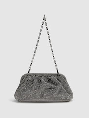 Reiss Black Clementine Hotfix Studded Shoulder Bag - Image 1 of 7
