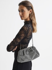Reiss Black Clementine Hotfix Studded Shoulder Bag - Image 2 of 7