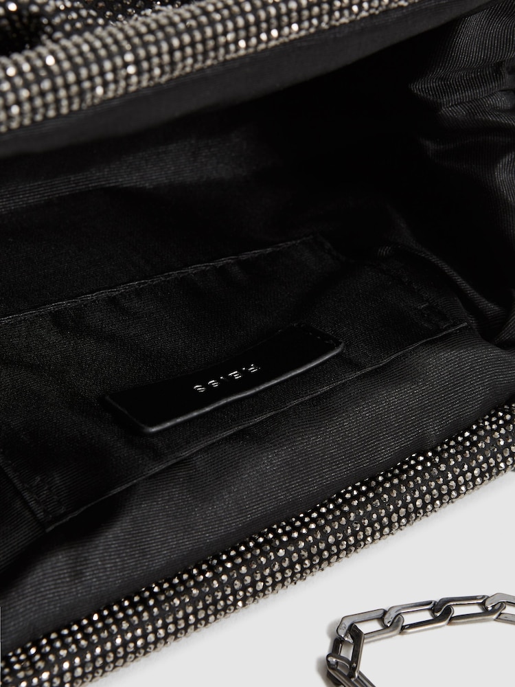 Reiss Black Clementine Hotfix Studded Shoulder Bag - Image 7 of 7