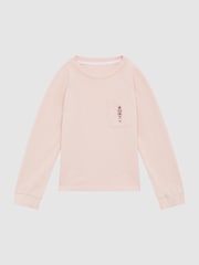 Reiss Pink Billy Junior Long Sleeve Embroidered Nightwear Top - Image 2 of 7