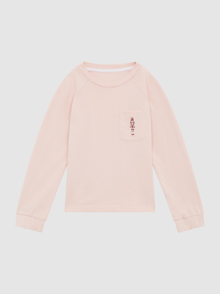 Reiss Pink Billy Junior Long Sleeve Embroidered Nightwear Top - Image 2 of 7