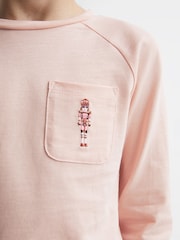 Reiss Pink Billy Junior Long Sleeve Embroidered Nightwear Top - Image 4 of 7