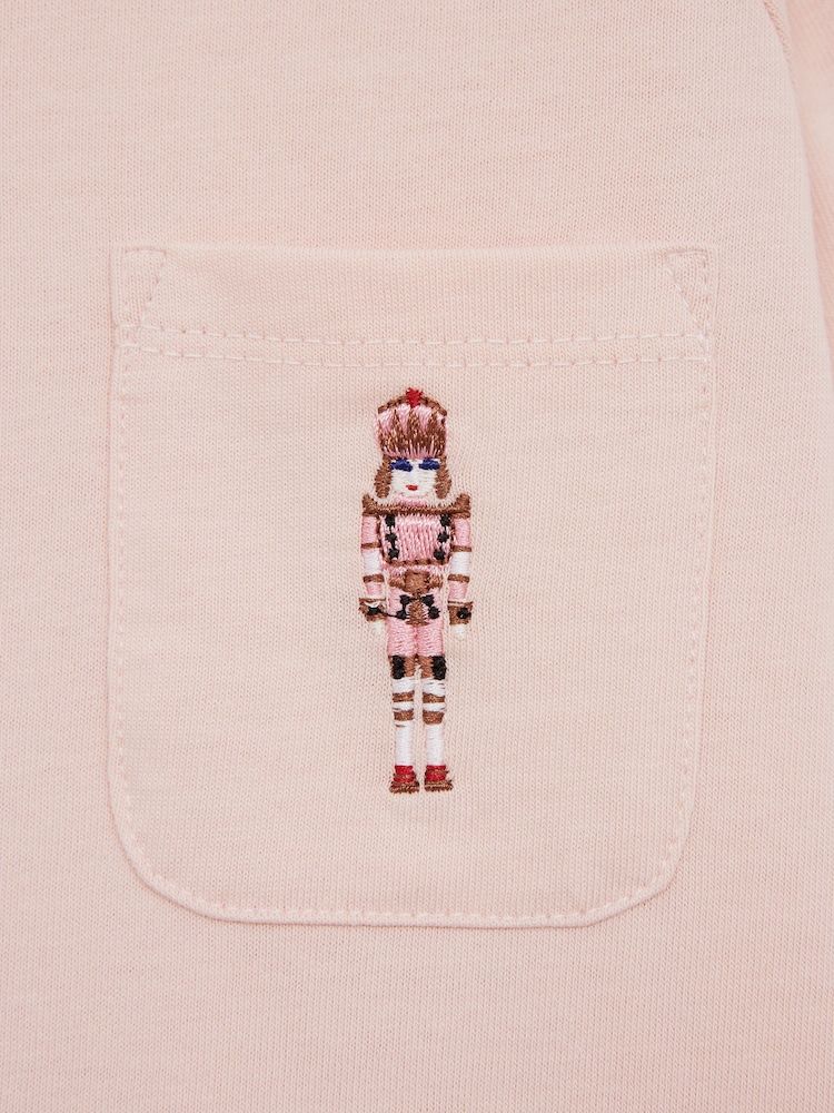 Reiss Pink Billy Junior Long Sleeve Embroidered Nightwear Top - Image 7 of 7