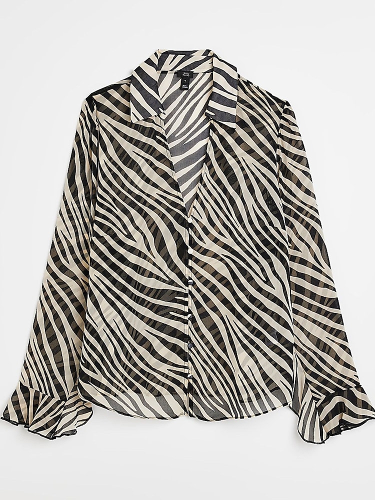 River Island White Frill Sleeve Chiffon Shirt - Image 5 of 5