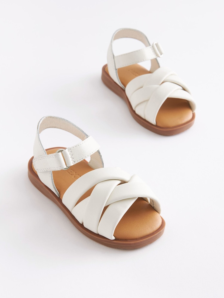 Weiß - Gepolsterte Riemchensandalen aus Leder - Bild 2 von 5