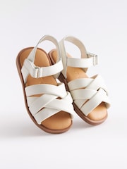 Weiß - Gepolsterte Riemchensandalen aus Leder - Bild 4 von 5